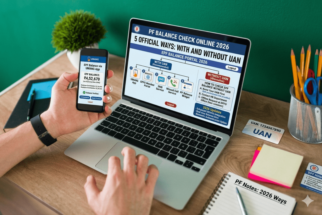 PF Balance Check Online 2026: 5 Official Ways to Check Your EPF Balance With and Without UAN